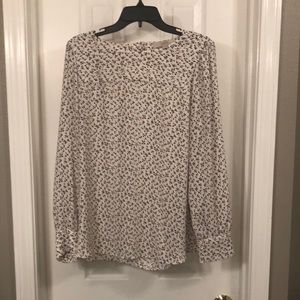 Loft long sleeve printed blouse with key hole back blouse size large
